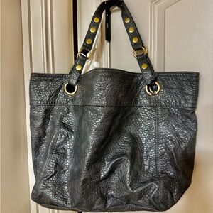Steve Madden Black and Gold Leather Tote Bag
